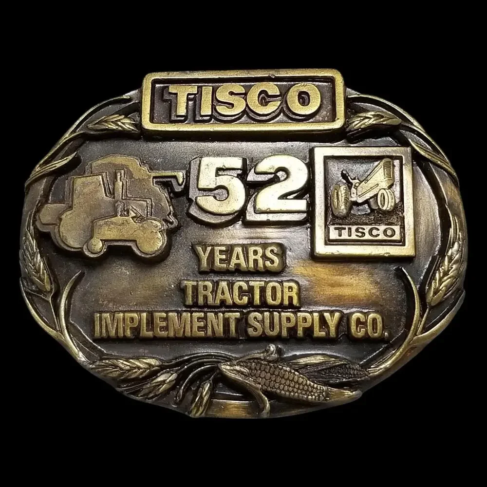VTG Belt Buckle 1987 Pewter TISCO 52 Years Tractor‎ Implement Supply Co Siskiyou